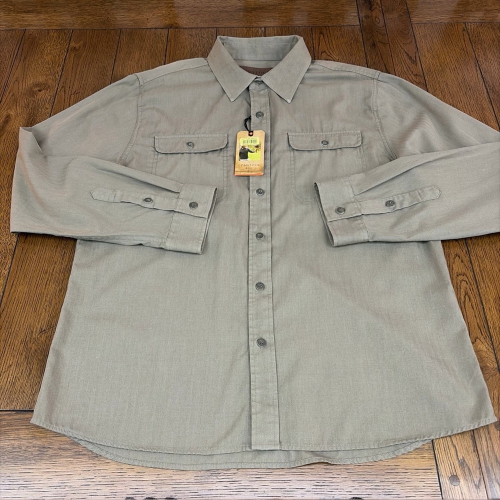 Comstock & Co Men's Long Sleeve Shirt Green Size XL NWT $99 Read